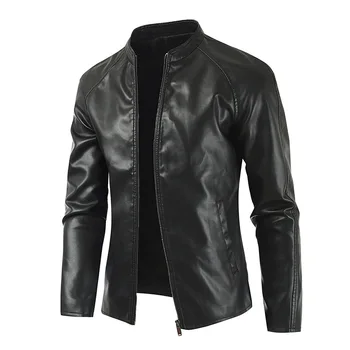 Осенне-зимняя мужская мотоциклетная кожаная куртка из европейской и американской моды 2023 года, предназначенная для внешней торговли.