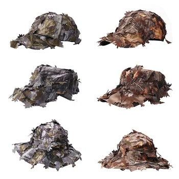 Охотничья кепка с 3D Листьями, Женская Мужская Быстросохнущая Водонепроницаемая Солнцезащитная кепка, Крутая Шляпа, Головной Убор