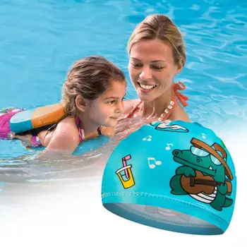 Плавательные Шапочки 4шт Полезная Высокоэластичная Удобная Защита Ушей Детская Печать Плавательные Шапочки для Детей