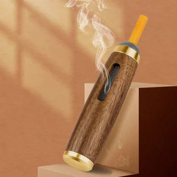 Приспособления для курения Мини-автомобильная пепельница из орехового дерева, чехол-мундштук для сигарет, автомобильная пепельница с защитой от дыма.