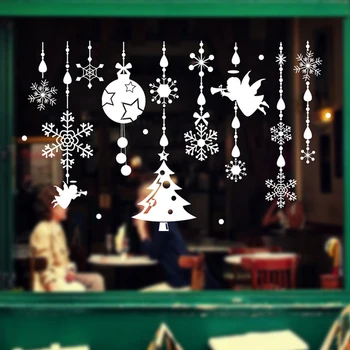Рождественские украшения, виниловые наклейки на стены, Стеклянные окна, наклейки для рождественского фестиваля, наклейки для домашнего декора, художественные наклейки, обои