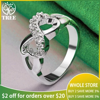 Романтическое кольцо с двумя сердцами из стерлингового серебра 925 пробы для женщин, вечеринка, День Рождения, помолвка, Свадебные украшения-шармы, Высококачественный Модный подарок