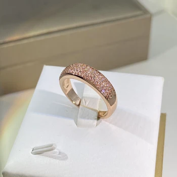 Роскошное Классическое обручальное кольцо с инкрустацией из розового золота с бриллиантами, изысканное очарование, банкетное серебро 925 пробы, ювелирные изделия для женщин