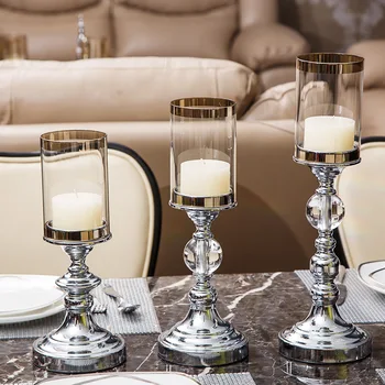 Роскошное Мягкое украшение стола, украшение для ужина при свечах в европейском стиле, Хрустальный Металлический подсвечник