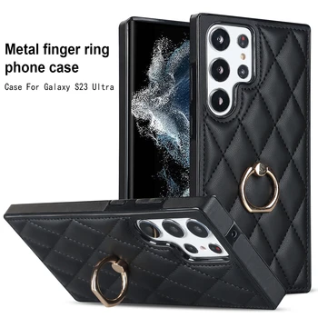 Роскошный Кожаный Чехол Для Samsung S22 S23 Ultra S23 Plus Case С Кольцом Для Пальца И Пряжкой Чехол Для Телефона
