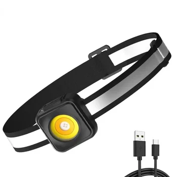 Светодиодный мини-налобный фонарь USB Перезаряжаемый налобный фонарь Портативная COB-фара Наружная водонепроницаемая рабочая лампа для бега, рыбалки, езды на велосипеде
