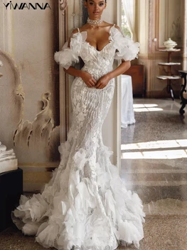 Сексуальное Свадебное платье с Глубоким V-образным вырезом И Открытой Спиной, Блестящие Пайетки, Бусины, Свадебное платье С Изящными Аппликациями, Длинное Платье Невесты, Vestidos De Novia