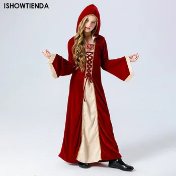 Средневековый косплей, платье вампира и ведьмы, костюмы на Хэллоуин для детей и девочек, Карнавальная вечеринка средневековья, длинная толстовка