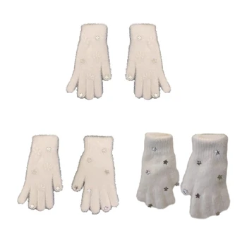 Стильные и уникальные пушистые перчатки с раздельными пальцами Теплые перчатки для любителей моды 0