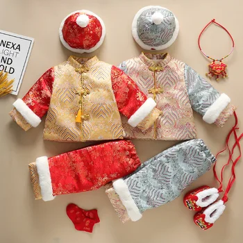 Традиционный костюм династии Тан, шляпа Ханфу, подарок на день рождения в Лунный месяц, Рождественский теплый наряд для мальчиков и девочек, одежда на китайский Новый год