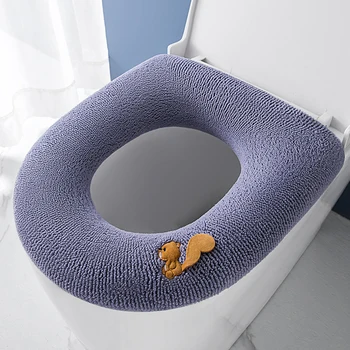 Универсальный чехол для сиденья унитаза с однотонным рисунком тыквы, коврик для стульчака, мягкая теплая подушка для сиденья унитаза, аксессуары для туалета в ванную