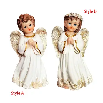 Фигурки молящихся ангелов, статуэтки белых херувимов из смолы, Скульптура мемориального ангела в домашнем саду, 6,1 дюйма