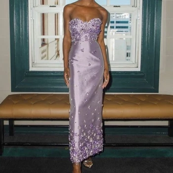 Фиолетовое сексуальное вечернее платье из Дубая, расшитое бисером и стразами, Русалка, ленты с открытыми плечами, вечернее платье для выпускного вечера в Саудовской Аравии
