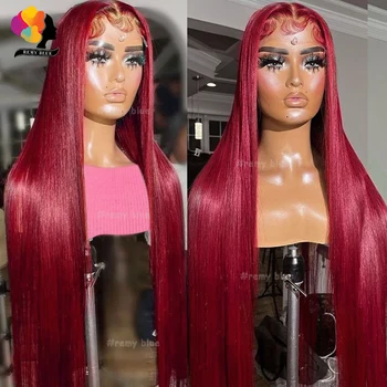 Цветные 99J Бордовые парики из человеческих волос на кружеве 13x4, прямые парики из человеческих волос на кружеве Remy 13x6, парики из человеческих волос с глубокой частью для женщин