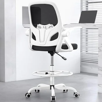 Чертежный стул Высокий офисный стул для стоячего стола, регулируемый высокий рабочий стул с кольцом для подставки для ног и поясничной поддержкой