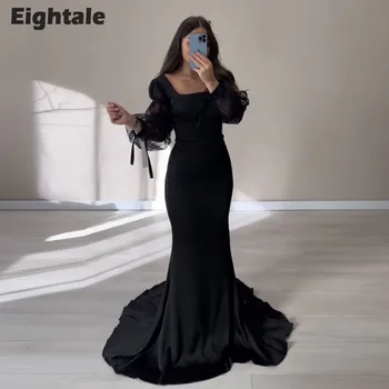 Элегантное вечернее платье Eightale из тюля с пышными рукавами, длинные вечерние платья из атласа цвета Русалки, сшитые на заказ для выпускного вечера