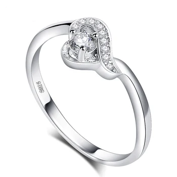 Ювелирное кольцо серебряного цвета в форме простого сердца AAAAA Level CZ, Обручальное кольцо, Обручальные кольца для женщин и девочек
